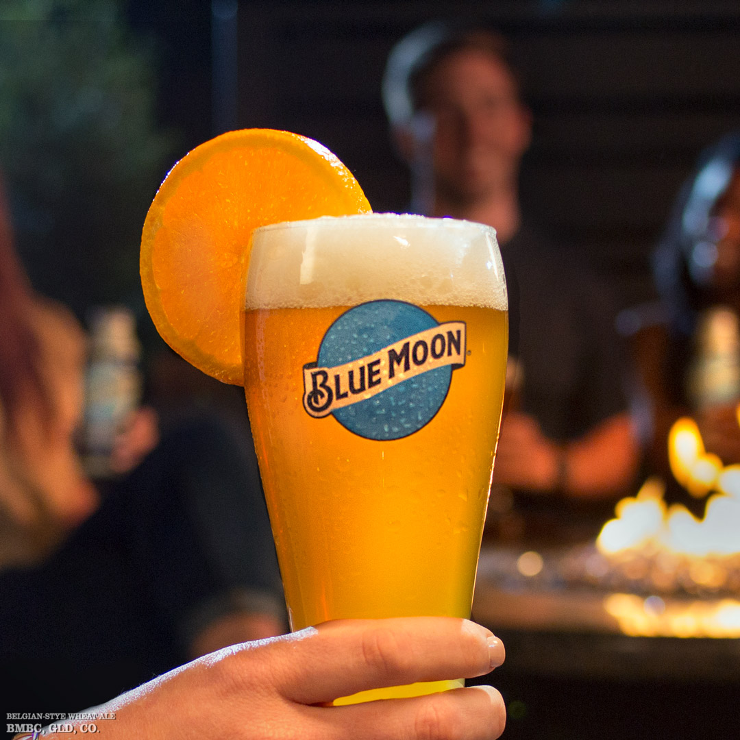 Blue Moon Glass with Orange Image